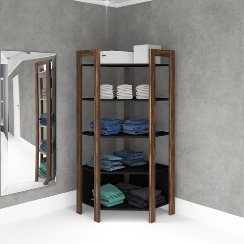 Estante de Canto Closet Multiuso AZ1020 Nogal/Preto