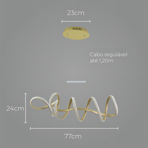 Pendente Dourado Fosco Zig Led 35w 3000k 127/220V Tp003g Bella