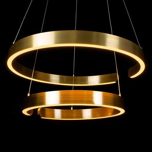 Pendente Lustre 2 Anéis Ring Arco Dourado Led 80w St2123 127/220V
