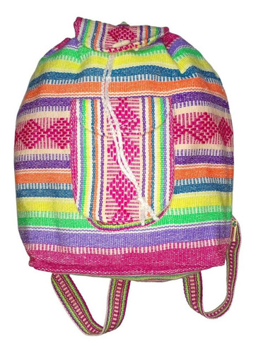 Morral Artesanal Bordado, Mxmey-001, 1 Pza, 10kg, Rosa/verde Color Rosa/ Verde/ Amarillo/ Morado