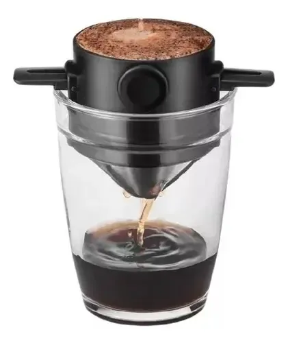 Coador de Café Inox Portátil Mini Individual com Abas Dobráveis