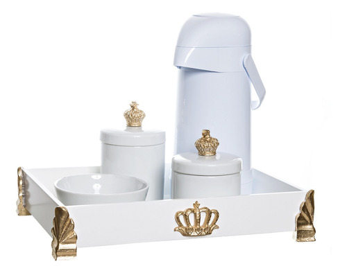 Kit Higiene Gold Com 5 Peças Quarto Bebê Menina Menino