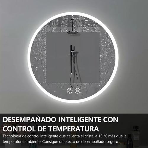 Espejo Redondo 60cm 3 Colores Luz Led Dimmer Y Antiempañante