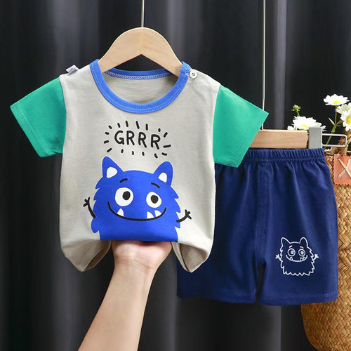 Set De Ropa Suave Para El Hogar Con Mangas De Verano Para Ni
