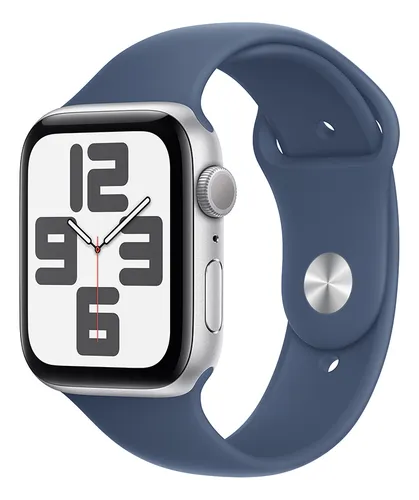 Apple Watch SE GPS • Caja de aluminio color plata de 44 mm • Correa deportiva azul denim - S/M - Distribuidor Autorizado