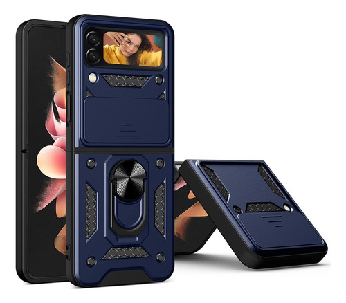 Funda Aicase Con Slide Cam Para Galaxy Z Flip 4 Blue