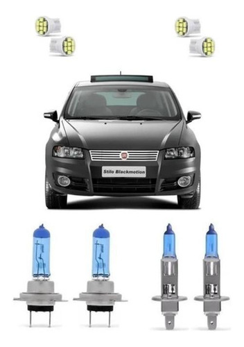 Kit Lampadas Super Brancas Farol Baixo Alto + T10 Fiat Stilo