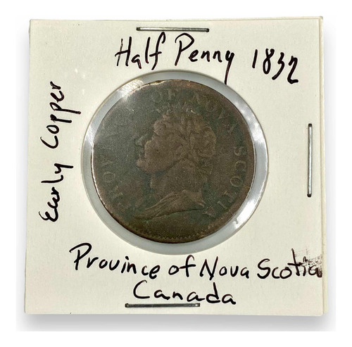 Wow Moneda Canada Provincia De Nueva Escocia 1/2 Penny 1832