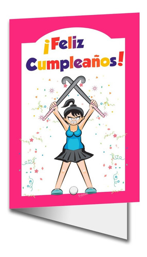 Hockey Femenino Dos Tarjetas De Feliz Cumpleaños. Con Sobre 