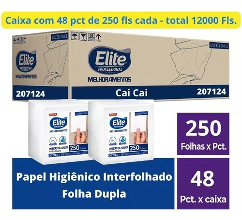 Caixa C/ 48 Papel Higiênico Interfolhado Fl Dupla - Elite