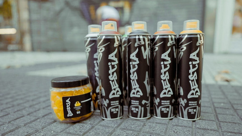 Lata Bestia Aerosol Pintura Mate Prof Baja Presion X10 Amarillo