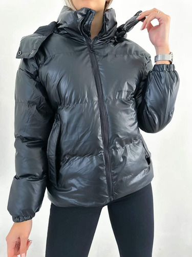 Campera Puffer Mujer Con Capucha Y Regulable