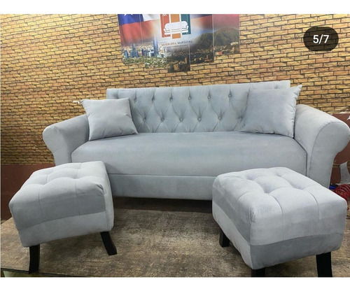 Sofa Baul Con 2 Puff Más Cojines