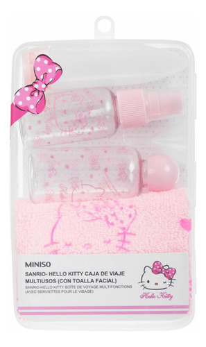 Caja Higiene De Viaje Hello Kitty Con Toalla Sanrio Miniso