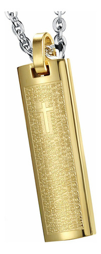 Colar Medalha Oração Pai Nosso Banhada Ouro 18k Cordão 60cm Cor Dourado