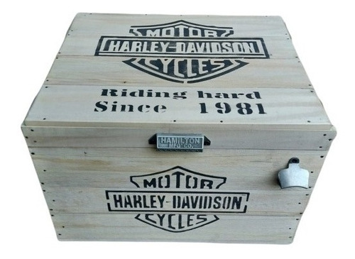 Frapera De Madera, Cooler Hielera Vintage Harvey Davidson