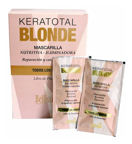 Caja 24 Sobres Mascara Blonde Keratotal Bellissima X 20 Gr