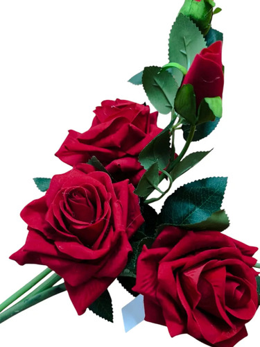 Rosa Artificial Alta Calidad X 6 Unidad Pimpollo 50 Cm Color Rojo