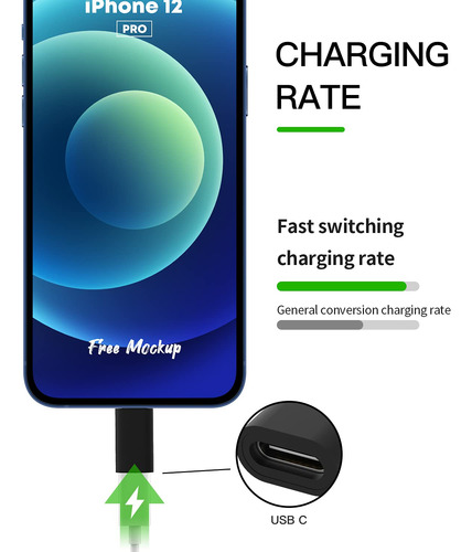 Adaptador Usb C Lightning Cargador Alimentación Compatible