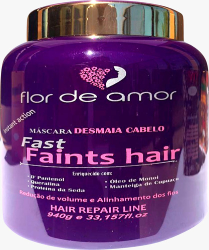 Máscara Fast Faints Flor De Amor Hair Reparação Capilar Sela