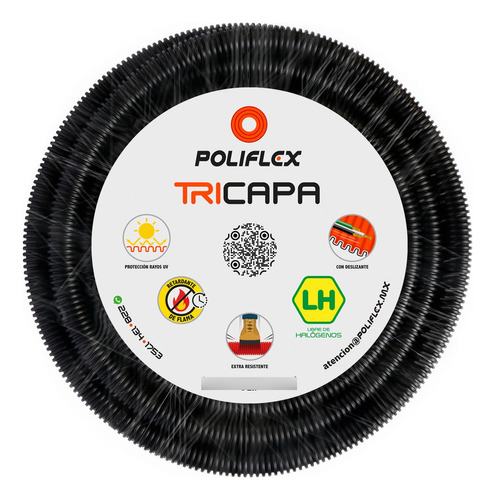 Poliflex Tricapa Negro 3/4  De 15 M + Caja Hermética Ip65