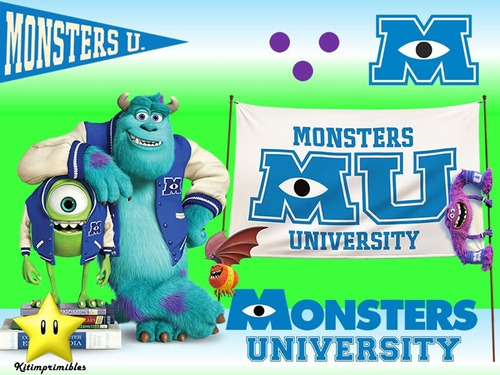 Kit Imprimible Monster Inc University Diseñá Tarjetas 2x1