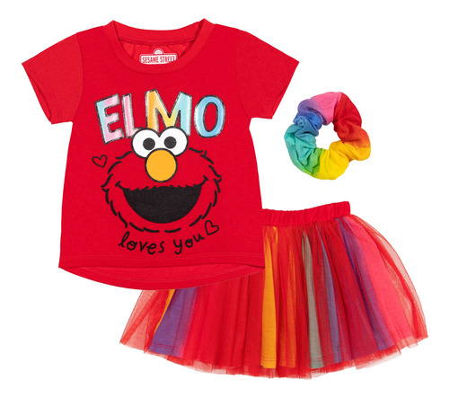 Sesame Street Elmo - Conjunto De Falda De Malla Y Coletero .