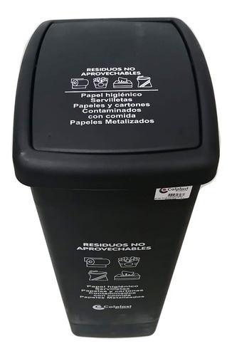 Imagen 3 de 4 de Caneca Plástica De 55 Litros Tapa Vaivén Riesgo Biológico