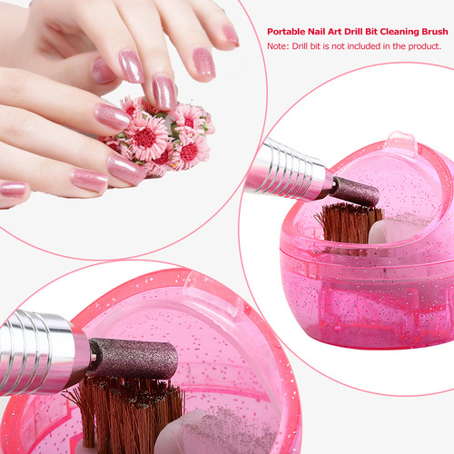 Limpador De Brocas Nail Art: Escovas Portáteis De Metal E Pl
