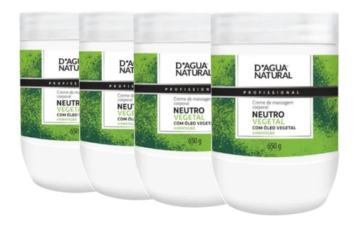 Kit 4un Creme Massagem Neutro Vegetal 650g Dagua Natural