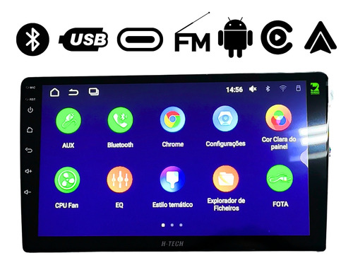 Multimídia Android 32gb 3gb Ram H-tech Usb Bluetooth Touch