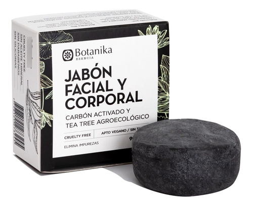 Jabon Facial Corporal Carbon Activado Tea Tree Botanika 90gr