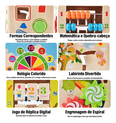 Camewin Brinquedo Caixa De Madeira Atividades Educativo Sensorial Atividades Em Cubos