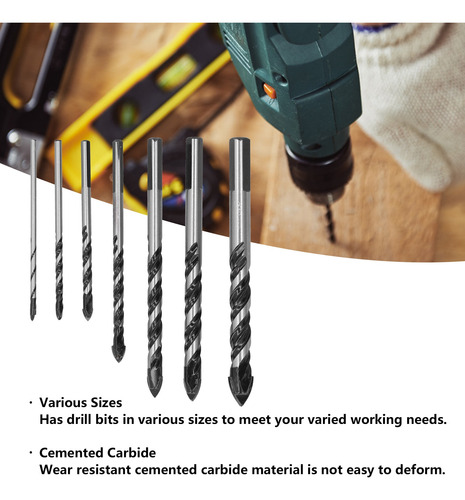 Imagen 5 de 10 de 7pcs Brocas Multifuncionales Cerámica Concreto Vidrio Madera