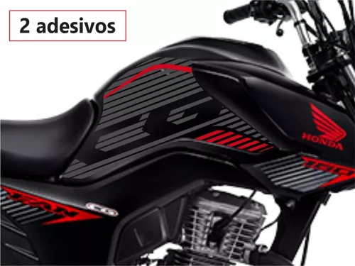 Kit Adesivo Cg Fan 160 2017 Preto E Branco P/ Moto Vermelha