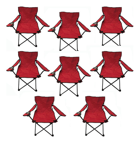 Resel Pack De 8 Sillas Plegables Tipo Camping Para Exterior Color Rojo