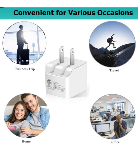 Cargador De Pared Usb Etinslant 12 W, Paquete De 3 Unidades,
