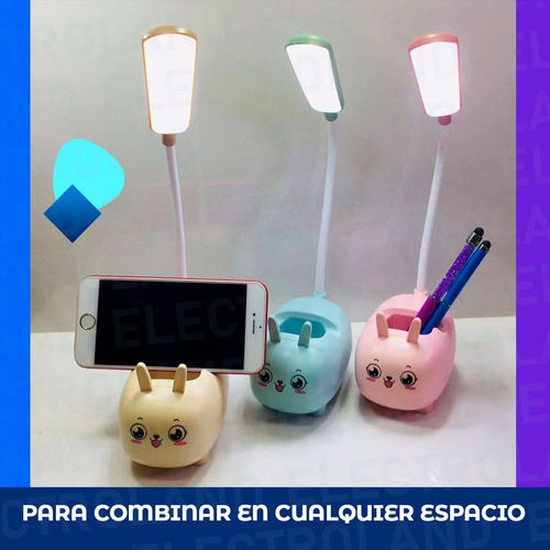 Imagen 7 de 10 de Velador Led Flexible Lampara Porta Celular Perrito Recargabl