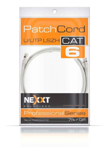 Cable Patch Cord Cat6a 7ft. Gr 2.10mt Nexxt Pcgpcc6alz07gr