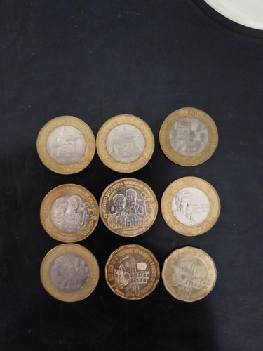  Monedas Conmemorativas De 20 Pesos Colección De 9 Piezas