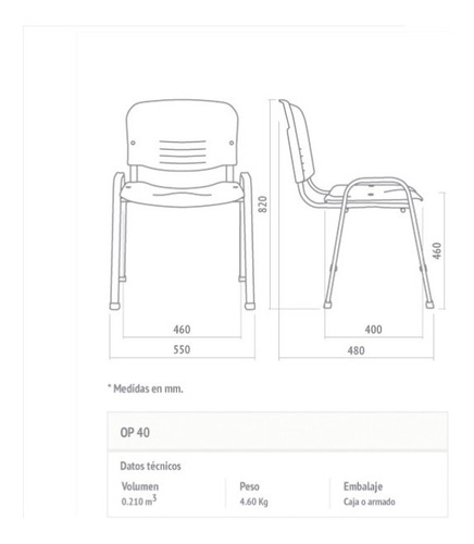Imagen 3 de 10 de Silla Op40 X 2 Unidades Oficina Recepción Kromo-s Colores Vs