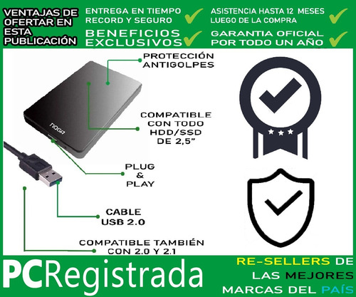 Imagen 3 de 7 de Carry Disk 2.5 Case Disco Rigido Externo Usb Noga Pcreg