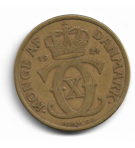 Dinamarca 2 Kroner 1924  Km#825.1 Bronce Mb