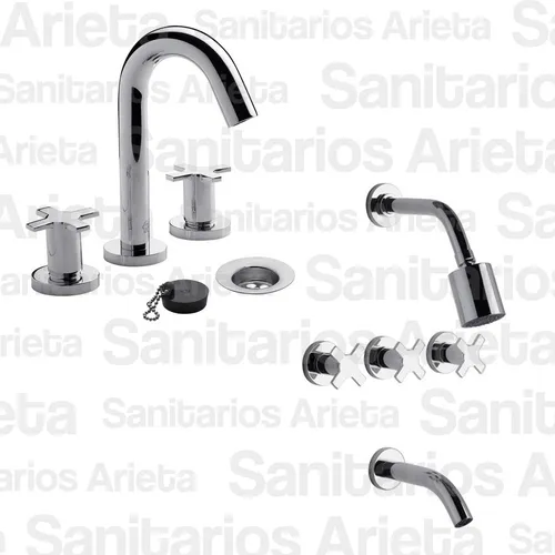Combo Griferia Ba o Fv Alerce Cruz Lavatorio Ducha Cs2904