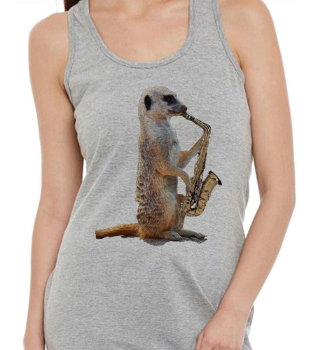 Musculosa Meerkat Suricato Saxofon Meme Diseño