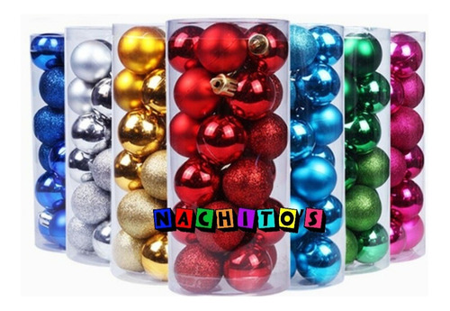 Esfera De Navidad Pack 24 Diseño Liso, Brillante Y Opaco 6cm