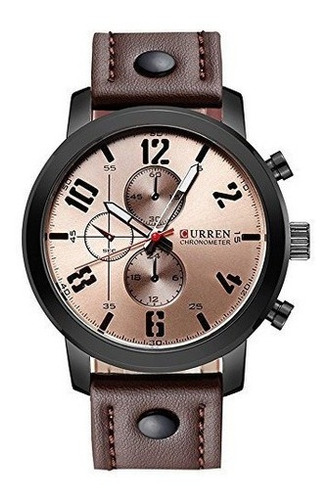 Reloj De Pulsera Con Correa De Cuero Impermeable Deportivo