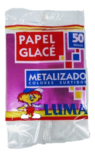 Papel Glace Luma Metal Metalizado Brillante Sobre X50 