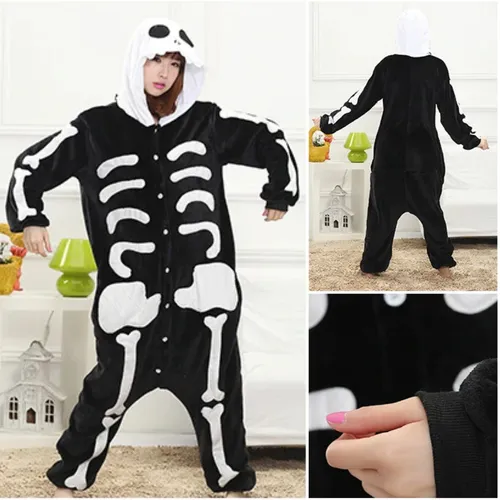 Pijama Kigurumi Cosplay Esqueleto Unic Brinde Necessaire