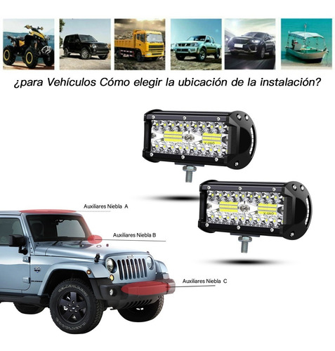 Imagen 4 de 8 de Par Faros 7''auxiliares 120w Triple-fila 6000k Auto Moto 4x4